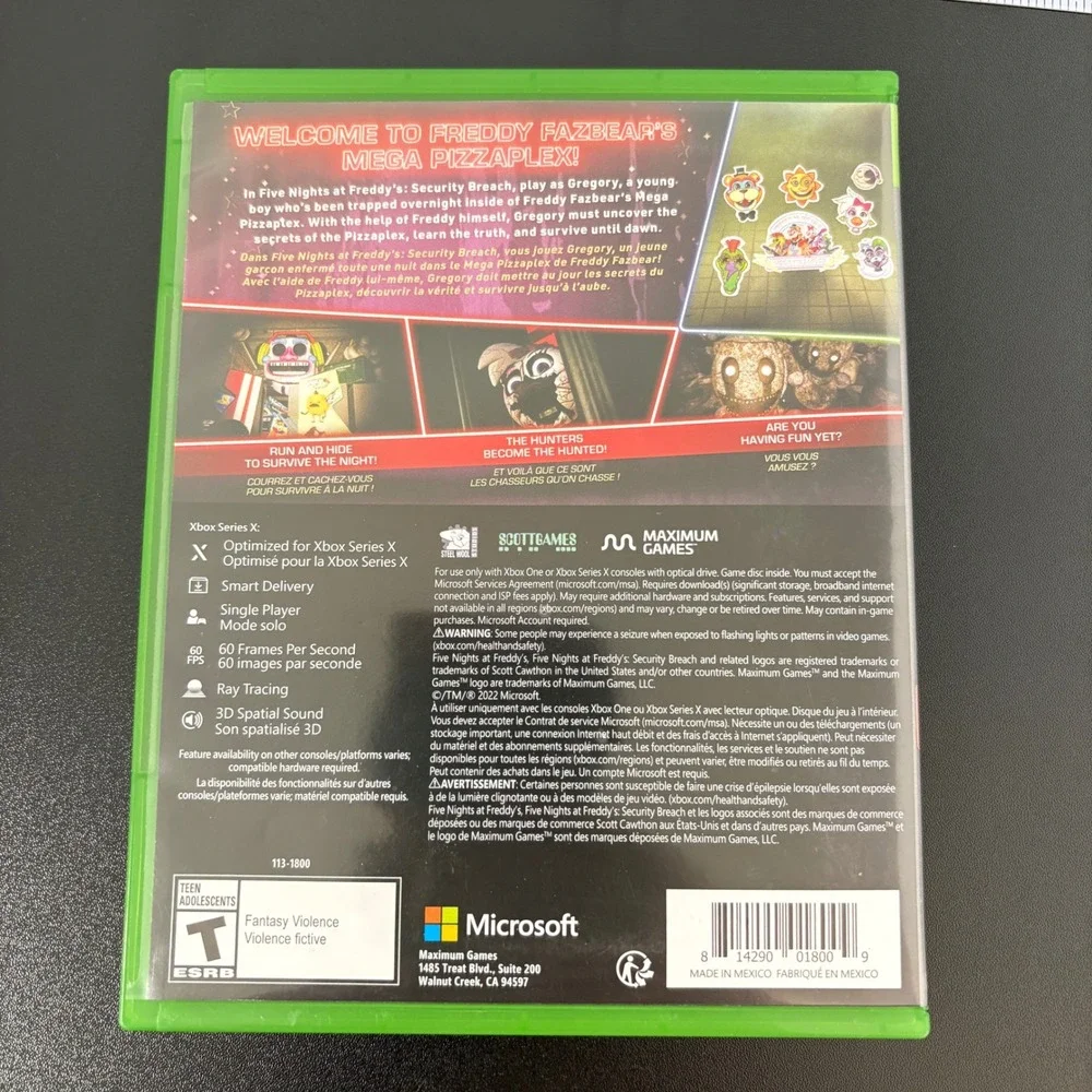 Maximum Games Xbox Series X Five Nights at Freddy's Security Breach Green Disc